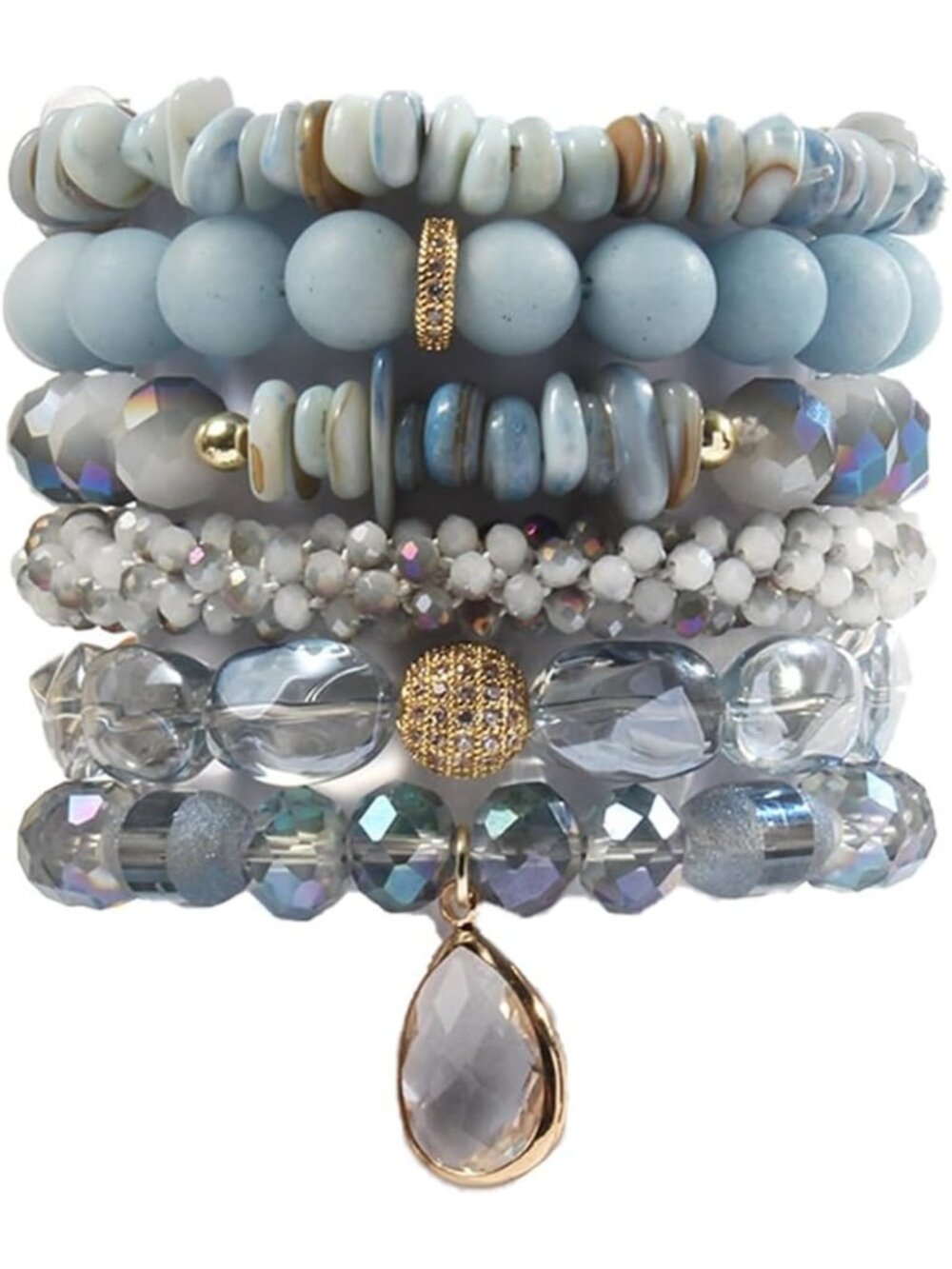 Boho Multilayer Beaded Bracelets Set for Women - Stackable Healing Stone Jewelry